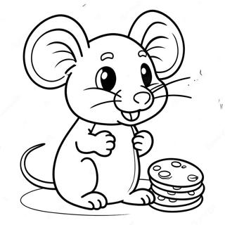 Playful Mouse With Milk And Cookies Coloring Page 75062-18237
