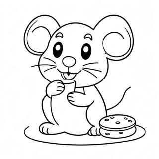 Playful Mouse With Milk And Cookies Coloring Page 75062-18239