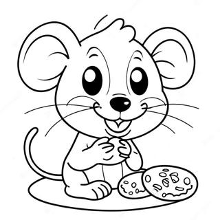 Happy Mouse Sharing Cookies Coloring Page 75063-18241