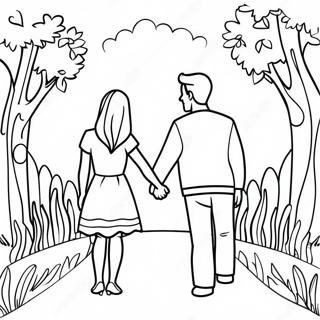 Romantic Couple Holding Hands Coloring Page 75215-18350