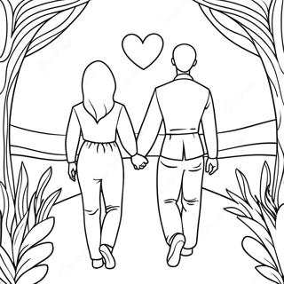 Romantic Couple Holding Hands Coloring Page 75215 18351