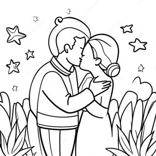 Kissing Couple Under The Stars Coloring Page 75217 18358
