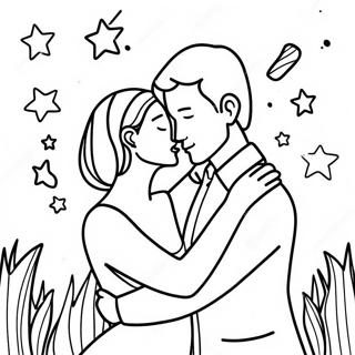 Kissing Couple Under The Stars Coloring Page 75217 18360