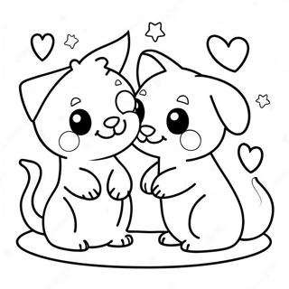 Adorable Pets In Love Coloring Page 75218 18361