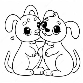 Adorable Pets In Love Coloring Page 75218-18362