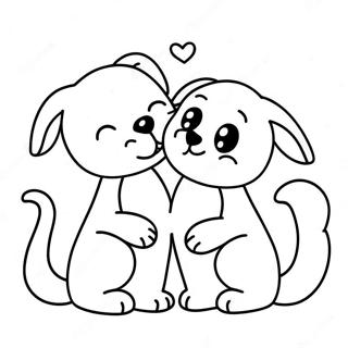 Adorable Pets In Love Coloring Page 75218 18363