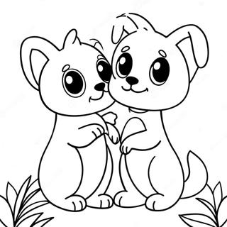 Adorable Pets In Love Coloring Page 75218 18364