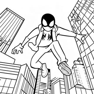 Miles Morales Swinging Through The City Coloring Page 7561-486