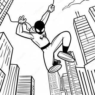 Miles Morales Swinging Through The City Coloring Page 7561-488