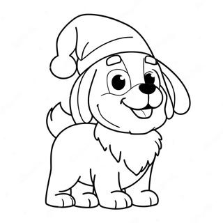 Festive Bluey With Santa Hat Coloring Page 75652-18690