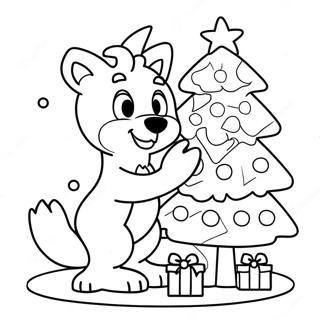 Bluey Decorating The Christmas Tree Coloring Page 75653-18694