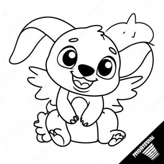 Happy Stitch And Angel Coloring Page 76016-18981