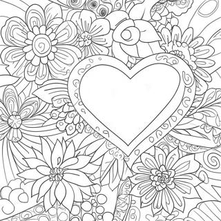 Hearts And Flowers Coloring Pages