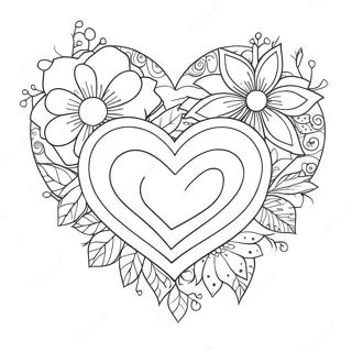Large Hearts And Flowers Coloring Page 76041-18997