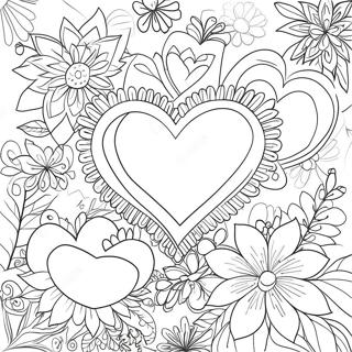 Large Hearts And Flowers Coloring Page 76041-18999