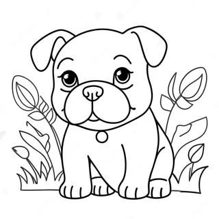 Cute Bulldog Puppy Coloring Page 76091-19030