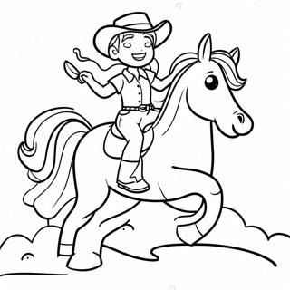 Cute Cowgirl Riding Horse Coloring Page 76320-19210