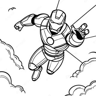 Iron Man Flying Through The Sky Coloring Page 7653-1307