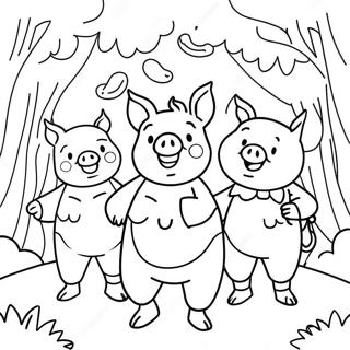 Happy Three Little Pigs Coloring Page 76600-19429