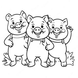 Happy Three Little Pigs Coloring Page 76600-19430