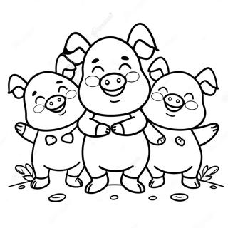 Happy Three Little Pigs Coloring Page 76600-19432