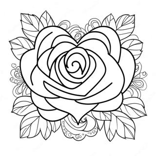 Heart Rose Coloring Pages