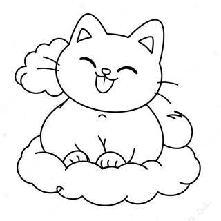 Sleepy Cat On A Cloud Coloring Page 77009-19729