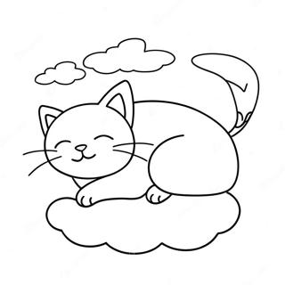 Sleepy Cat On A Cloud Coloring Page 77009-19730