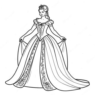 Beautiful Queen In Gown Coloring Page 77191-19881
