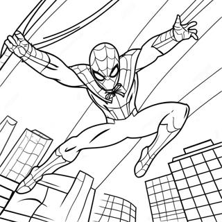 Dynamic Spiderman 2099 Swinging Coloring Page 77396-20029