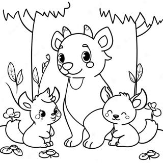 Whimsical Forest Animals Coloring Page 77578-20175