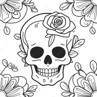 Elegant Rose Skull Coloring Page 77628-20209