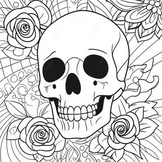 Elegant Rose Skull Coloring Page 77628-20210