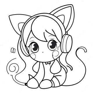 Cute Miku With Cat Ears Coloring Page 77705-20271
