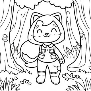Adventurous Cat Girl In A Forest Coloring Page 77732-20293