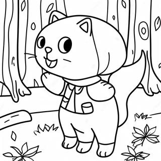 Adventurous Cat Girl In A Forest Coloring Page 77732-20295
