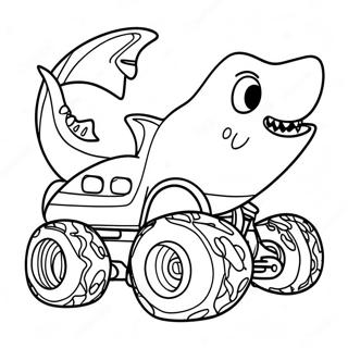 Colorful Shark Monster Truck Coloring Page 78043-20534