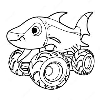 Colorful Shark Monster Truck Coloring Page 78043 20536