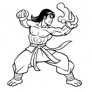 Liu Kang Performing A Fire Kick Coloring Page 78122 20597