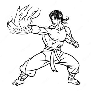 Liu Kang Performing A Fire Kick Coloring Page 78122 20598