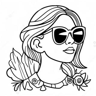 Stylish Girl With Sunglasses Coloring Page 78174-20641