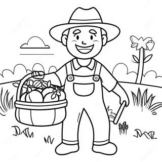 Happy Farmer With Harvest Basket Coloring Page 78430 20838