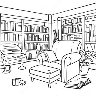 Cozy Library Scene Coloring Page 78480-20869