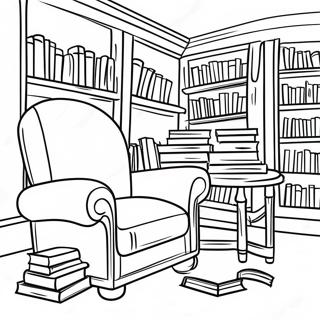 Cozy Library Scene Coloring Page 78480-20870