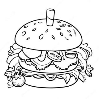 Delicious Hamburger With Pickles Coloring Page 78715-21058