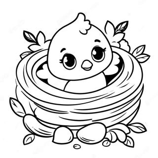 Cute Baby Chick In A Nest Coloring Page 78919-21210