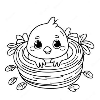 Cute Baby Chick In A Nest Coloring Page 78919-21211