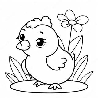 Adorable Baby Chick With Flowers Coloring Page 78920 21213