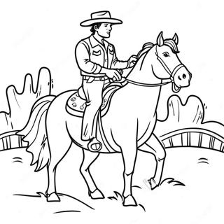 Cowboy Riding A Horse Coloring Page 78997-21269