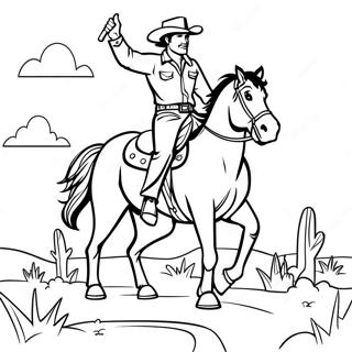 Cowboy Riding A Horse Coloring Page 78997-21270